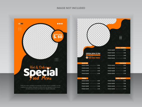 Printable Restaurant Food Menu Design Template healthy food flyer and restaurant menu card design and bifold brochure design template