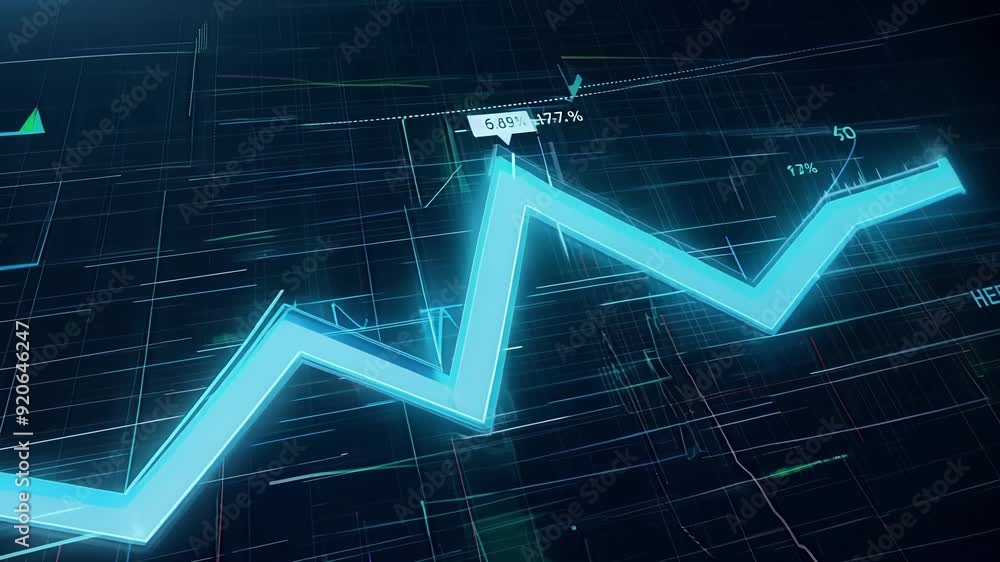 Poster explore stock market trends through dynamic graphs that illustrate key data and analysis in real-tim