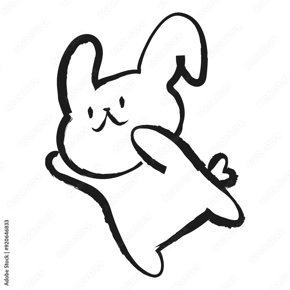 Poster bunny png sticker, cute doodle on transparent background