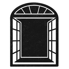 Black window png sticker, architecture, transparent background