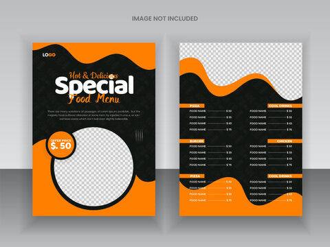 Restaurant Food Menu Design appetizer Template healthy food flyer and restaurant menu card design and bifold brochure design template