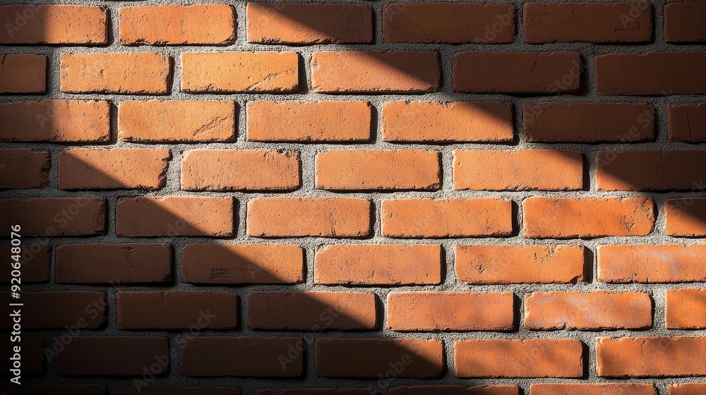 Poster Textured brick wall with dynamic shadows creating depth and visual interest in architectural design.