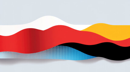 Naklejka premium An abstract art piece featuring bold waves in white, red, yellow, and black colors, illustrating a dynamic and creative visual composition.