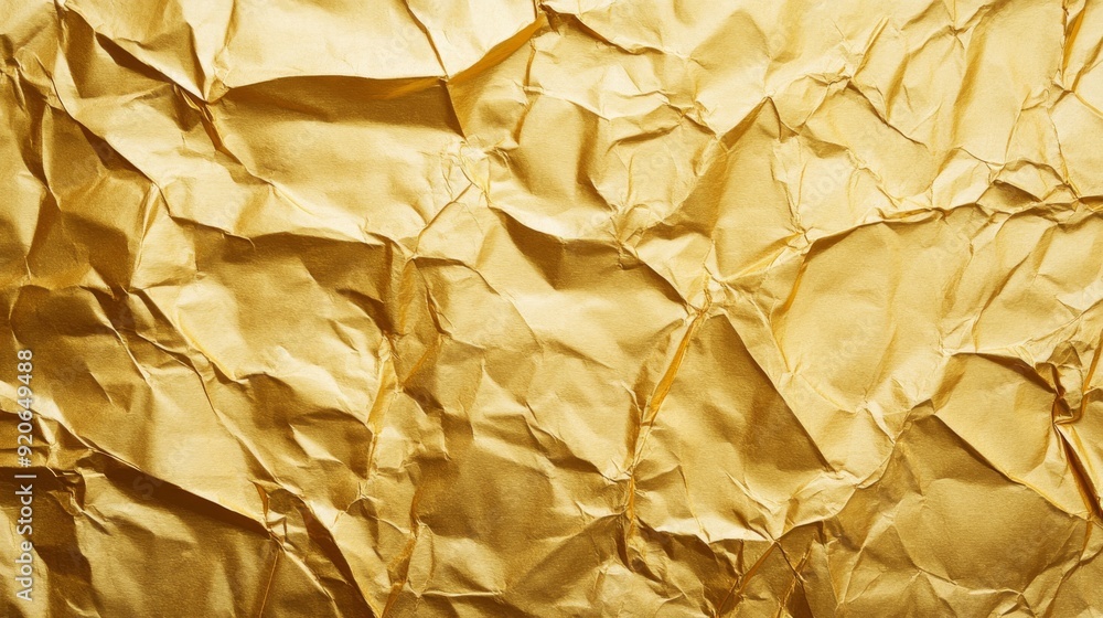 Aufkleber gleaming elegance - abstract gold paper texture with crumpled effect for luxurious design projects.