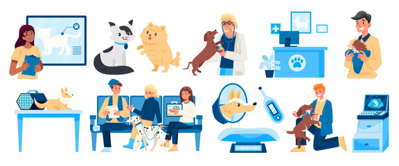 Veterinary characters in flat design