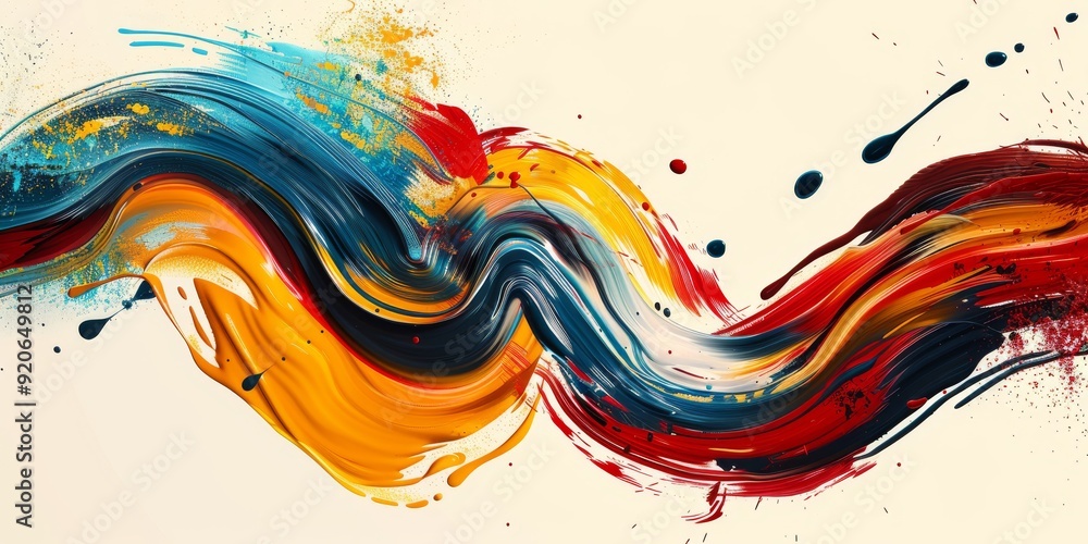 Aufkleber a vibrant abstract artwork with fluid brush strokes, showcasing dynamic colors that create a visual 