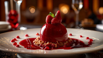 jelly dessert with strawberries