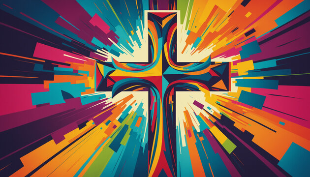 Croix symbole foi abstrait color&eacute; religion paix.