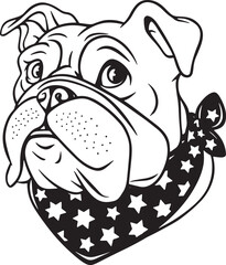 English Bulldog with Bandana Stylized Vector Graphic