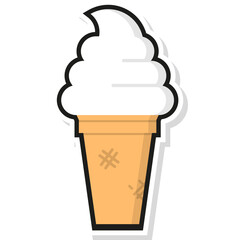 Ice Cream, Wafer Cone. Vector Flat Icon