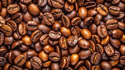 Obraz premium Close-up shot of the unique texture of coffee beans, perfect for background or design element