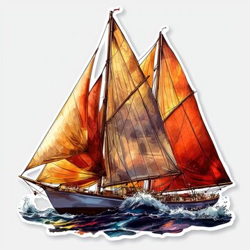 recommend clip art: Sailing Ship with Full Sails, Watercolor Illustration