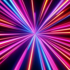Fototapeta premium Rotating Neon Rays, Long Time Exposure Motion Blur Effect. Vector Illustration