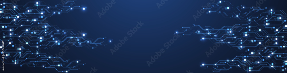 Fototapete Artificial Intelligence with circuit electric line style. Digital futuristic machine learning design. AI sign for graphic design, logo, website, social media, mobile app, UI. Vector illustration