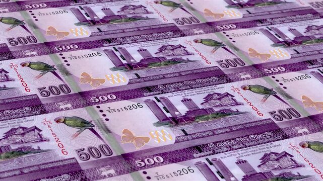 Sri Lanka Sri Lankan Rupee 500 Banknotes Money Printing House, Printing Five Hundred Sri Lankan Rupee, Printing Press Machine Print out Sri Lankan Rupee, Being printed by currency press machine 500