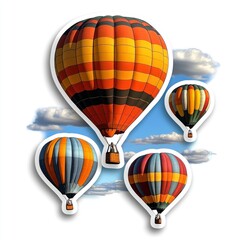 Obraz premium Four Colorful Hot Air Balloons Soaring Through the Sky