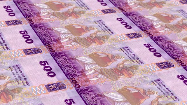 Sri Lanka Sri Lankan Rupee 500 Banknotes Money Printing House, Printing Five Hundred Sri Lankan Rupee, Printing Press Machine Print out Sri Lankan Rupee, Being printed by currency press machine 500