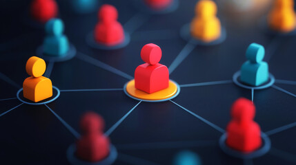 Colorful network illustration depicting connection and collaboration among individuals in a virtual community.