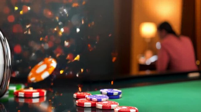 Casino slot machine sevens chips black background