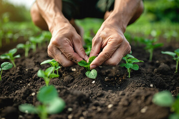 Created with generative AI picture of farmer growing planting vegetables
