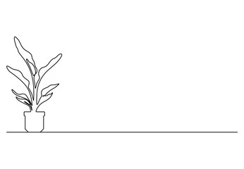 Vector illustration of house plant continuous single line drawing