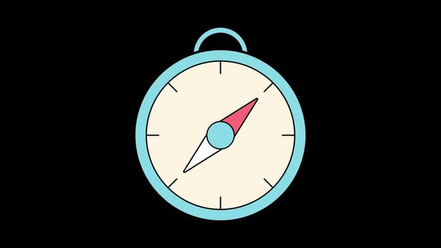 Illustration of compass icon direction animated footage looping transparent