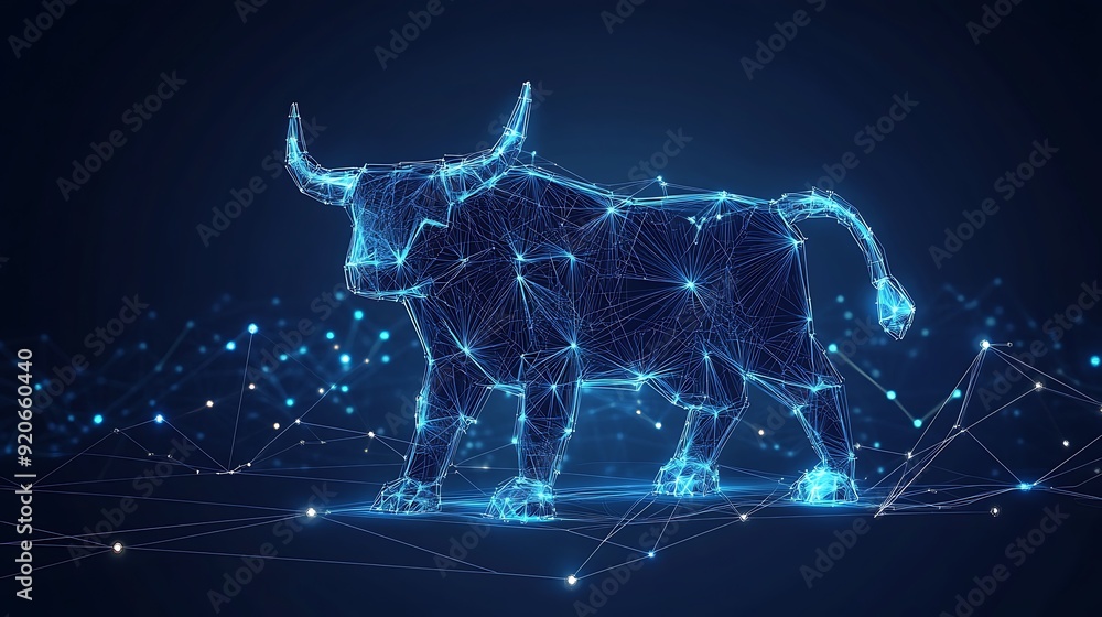 Poster digital bull in a network of data
