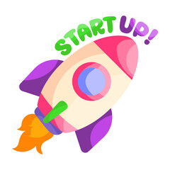 Conceptual flat design sticker of business launch

