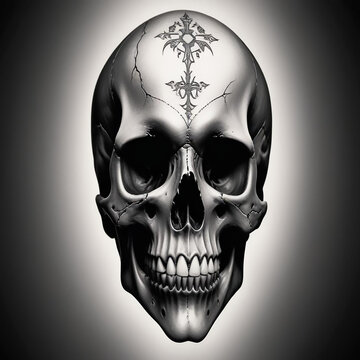 a photo of skull drawing made with generative AI