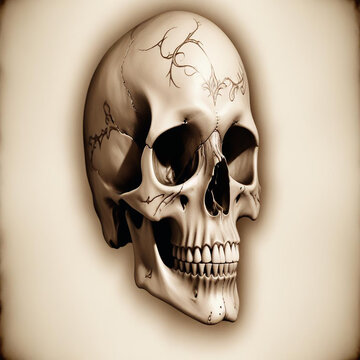 a photo of skull drawing made with generative AI