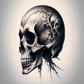 a photo of skull drawing made with generative AI