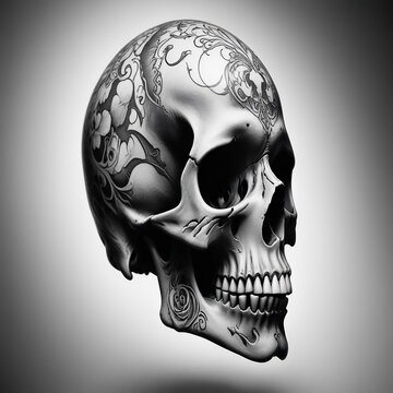 a photo of skull drawing made with generative AI