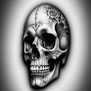 a photo of skull drawing made with generative AI