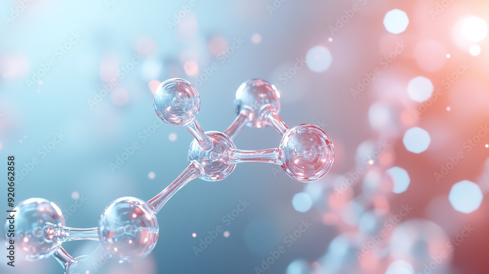 Poster an artistic representation of molecular structure, showcasing science and technology concepts with v