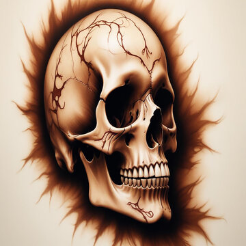 a photo of skull drawing made with generative AI
