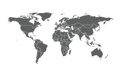 World map isolated on white background. for website layouts, background, education, precise, customizable, Travel worldwide, map silhouette backdrop, earth geography, political, reports.