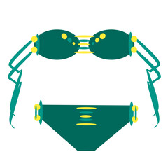 Women's clothing. Turquoise swimsuit. Cartoon swimsuit.