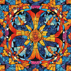 Colorful mosaic with a radial pattern. AI Generated Images