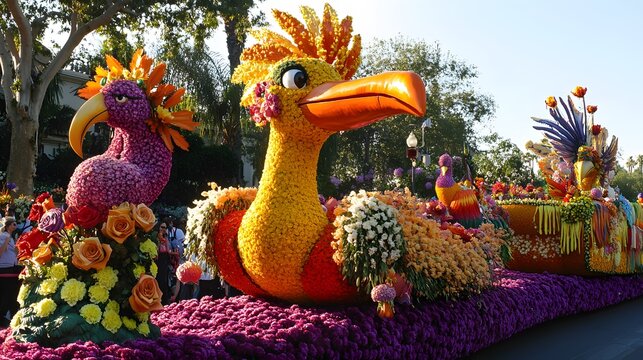 37. **The lively and colorful parade floats of the Pasadena Rose Parade in California, USA**