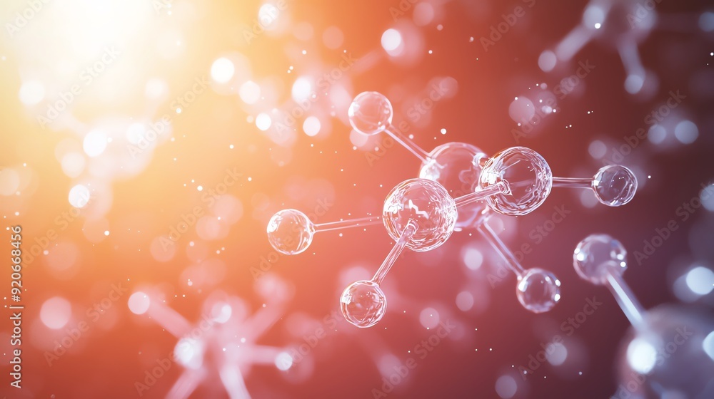 Poster intricate molecular structure illuminated by vibrant colors, representing chemistry and science in a