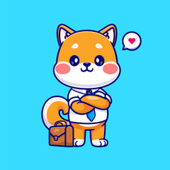 Cute Business Shiba Inu Dog With Suitcase Cartoon Vector
Icon Illustration. Animal Fashion Icon Concept Isolated
Premium Vector. Flat Cartoon Style