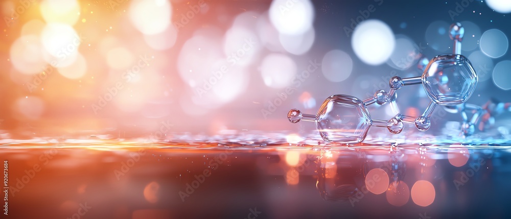 Aufkleber abstract molecular structure with vibrant bokeh background, showcasing scientific themes and dynamic
