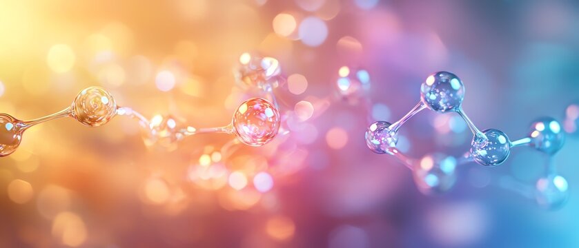 Colorful molecular structure background, showcasing science and chemistry concepts with vibrant light effects.