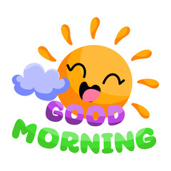 A flat design of good morning sticker 

