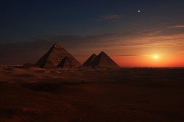 Moonrise over the pyramids.