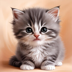 Fototapeta premium cute kitten smiling and look in shiny eyes