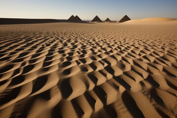Obraz premium Shadows of the pyramids on the desert sand.