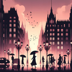 city, street, people, architecture, urban, building, walking, town, london, business, buildings, new york, office, crowd, walk, house, busy, travel, paris, skyline, sunset, sky, cityscape, silhouette,