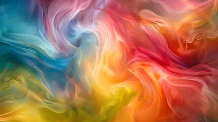 Obraz premium A colorful, abstract painting with a lot of reds, oranges, and blues. 