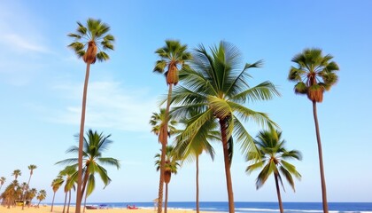 Fototapeta premium Palm Trees on a Sandy Beach.